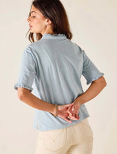 Load image into Gallery viewer, MerSea Josephine Ruffle Henley Tee, Niagara Mist
