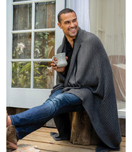 Load image into Gallery viewer, Barefoot Dreams CozyChic Lite Ribbed Throw, Carbon
