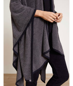 Barefoot Dreams CozyChic Lite Bordered Wrap, Mineral/Black