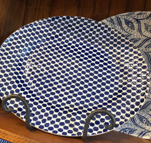 Terrafirma Ceramics Oval Platter, Medium, Cobalt Dot