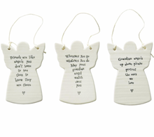 Load image into Gallery viewer, Porcelain Angel Quote Ornament - 3 Styles
