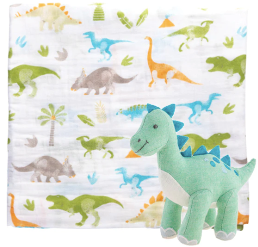 Cotton Baby Blanket + Stuffed Animal Gift Set