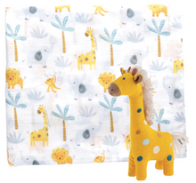 Load image into Gallery viewer, Cotton Baby Blanket + Stuffed Animal Gift Set
