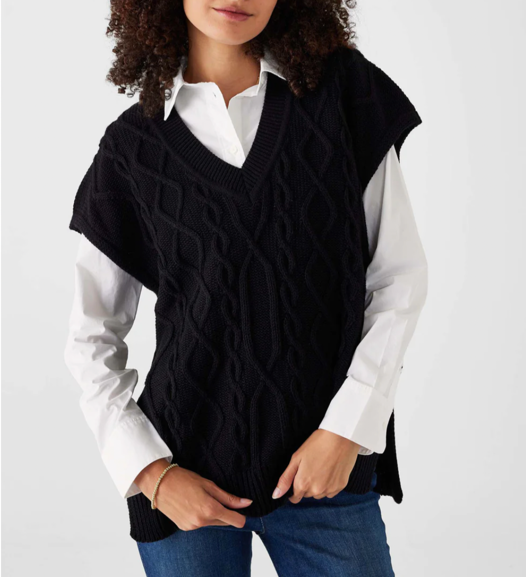 MerSea Lisbon V-Neck Sweater Vest (Black, Sea Salt)