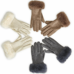 Faux Fur Trimmed Gloves (3 Colors)