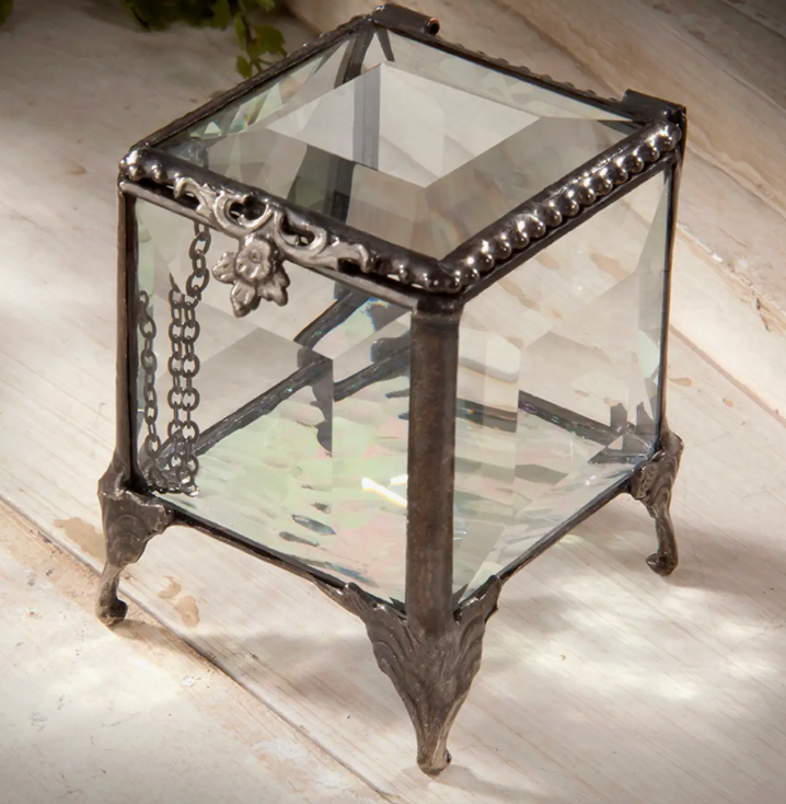 Clear Beveled Glass Ring Box