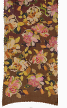 Load image into Gallery viewer, Painted Ombre Roses Wool Scarf  (Teal, Wine)
