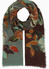 Load image into Gallery viewer, Painted Ombre Roses Wool Scarf  (Teal, Wine)
