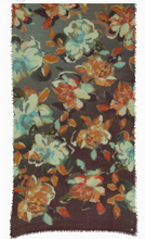 Load image into Gallery viewer, Painted Ombre Roses Wool Scarf  (Teal, Wine)

