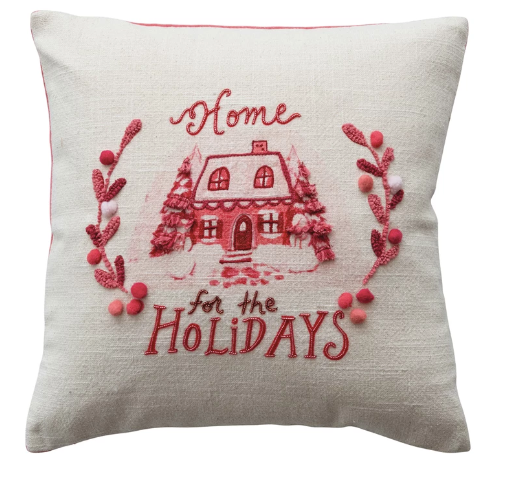 Home For The Holidays Cottage Pillow