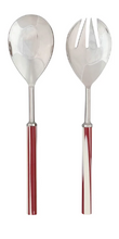 Load image into Gallery viewer, Red &amp; White Stripe Resin Salad Servers
