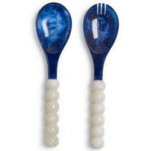 Load image into Gallery viewer, Modern Pop Blue and White Salad Server Set
