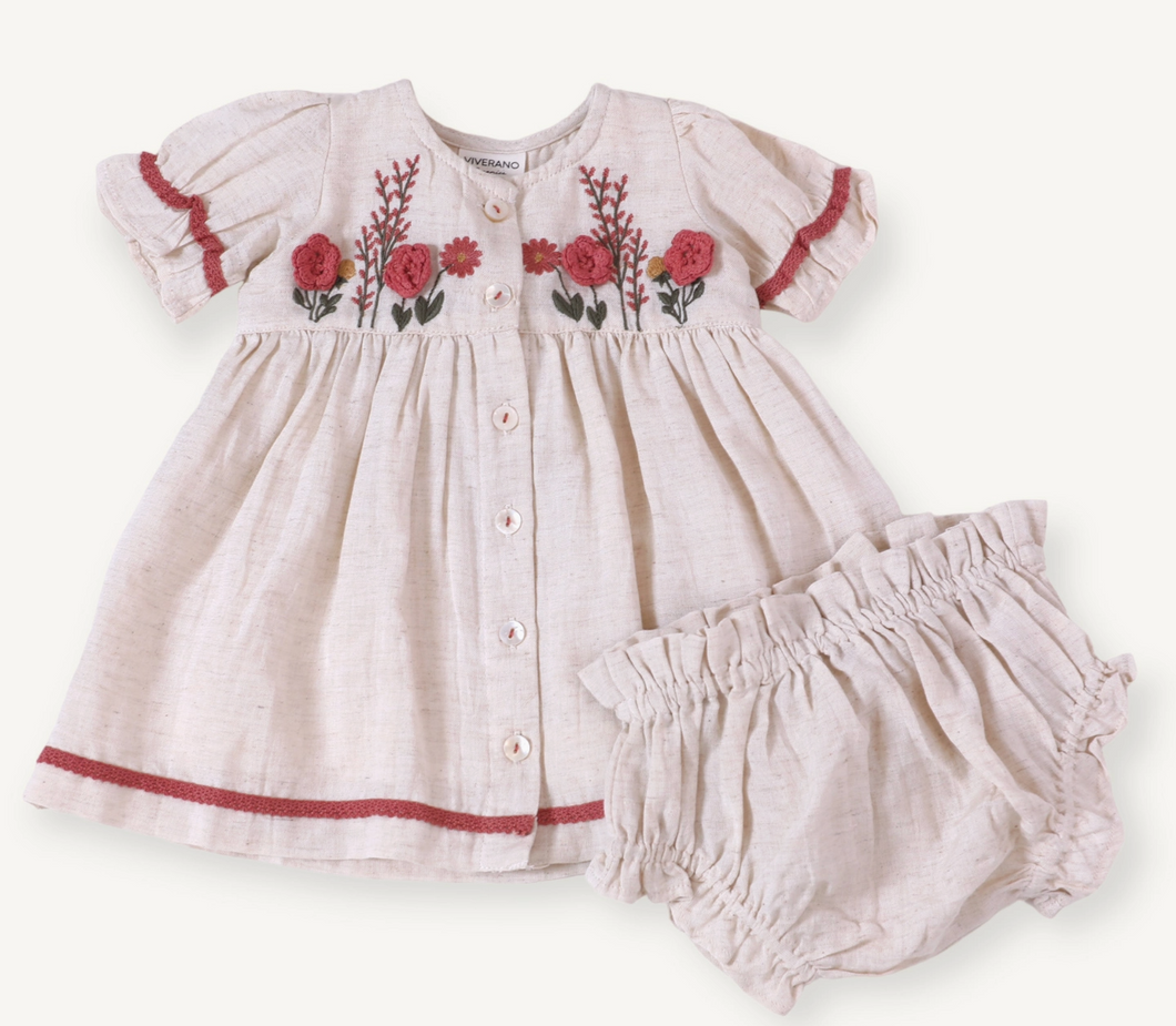 Victoria Embroidered Floral Baby Dress