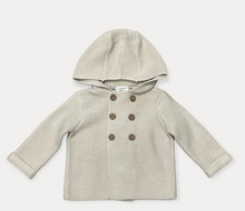 Load image into Gallery viewer, Organic Cotton Knit Hooded Baby Sweater (Vintage Rose, Stone)
