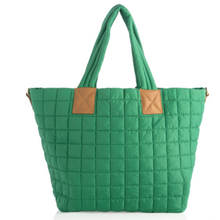 Load image into Gallery viewer, Quilted Nylon Tote (Navy, Tan, Green)
