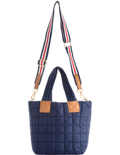 Load image into Gallery viewer, Quilted Nylon Mini Tote (Navy, Green, Tan)
