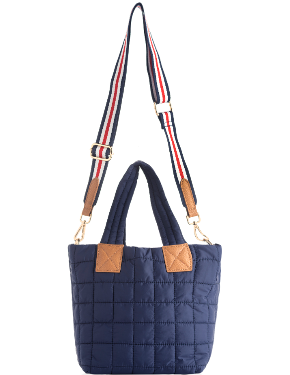 Quilted Nylon Mini Tote (Navy, Green, Tan)