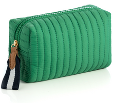 Load image into Gallery viewer, Quilted Nylon Cosmetic Pouch (Green, Navy)
