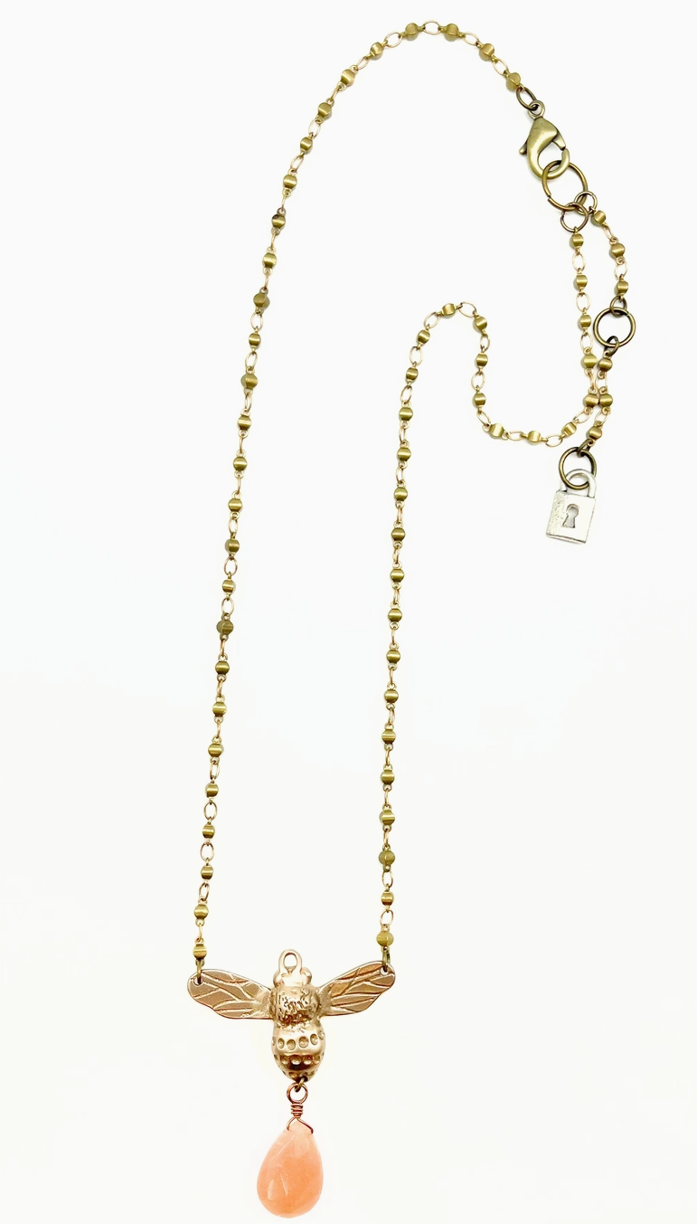 Bronze Bee Pendant Necklace