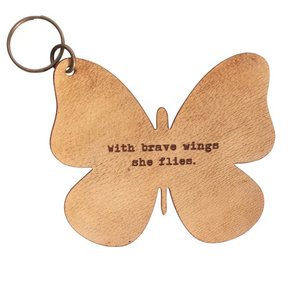 Butterfly Quote Leather Keychain