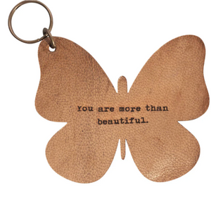 Butterfly Quote Leather Keychain