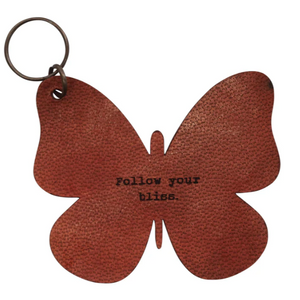 Butterfly Quote Leather Keychain