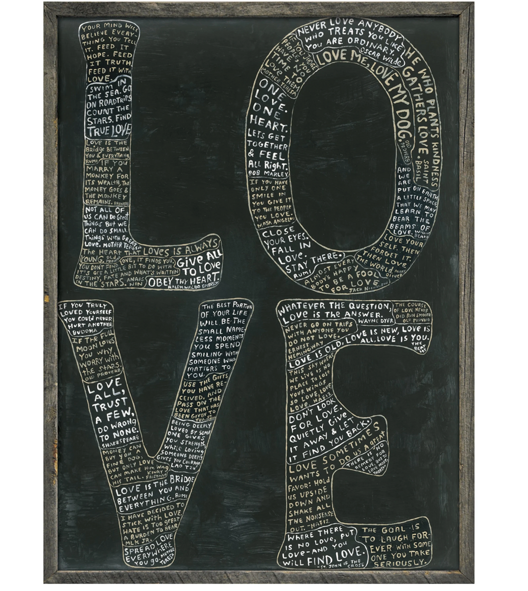 L-O-V-E Wooden Art Print in Grey Wood Frame