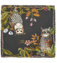 Load image into Gallery viewer, Echo Hoot Hoot Print Square Scarf (Cream, Charcoal)
