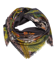 Load image into Gallery viewer, Echo Hoot Hoot Print Square Scarf (Cream, Charcoal)
