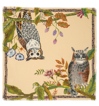 Load image into Gallery viewer, Echo Hoot Hoot Print Square Scarf (Cream, Charcoal)
