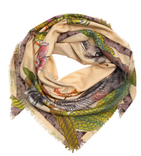 Load image into Gallery viewer, Echo Hoot Hoot Print Square Scarf (Cream, Charcoal)
