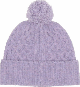 Cable Pom Pom Hat (Grey, Cashew)