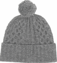 Load image into Gallery viewer, Cable Pom Pom Hat (Grey, Cashew)
