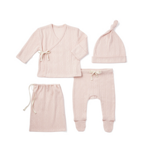 Elegant Baby Pointelle Cotton Take Me Home Layette Set, Blush Pink