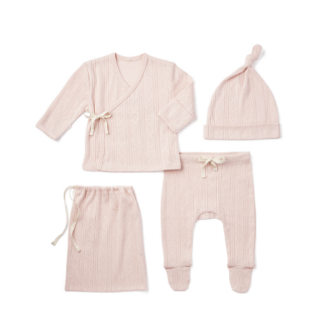 Elegant Baby Blush Pointelle Cotton Take Me Home  Set