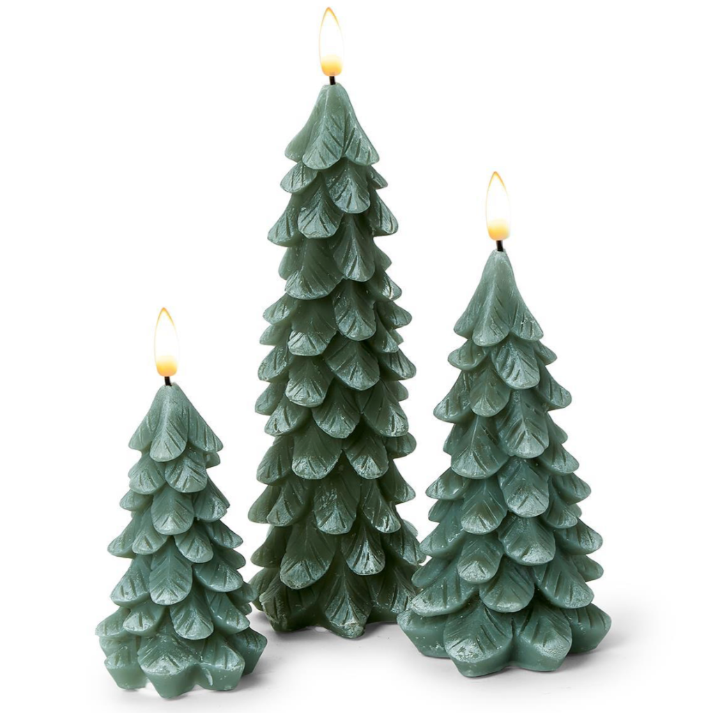 Snowy Flameless Candle Trees (Set of 3)