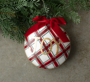 Plaid Joy Ball Ornament