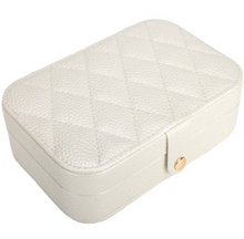 Load image into Gallery viewer, Leah Quilted Travel Jewelry Box (Pearl, Gold)
