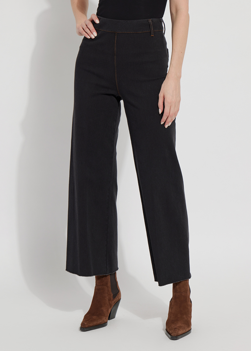 Lysse Erin Hi Waist Wide Leg Denim, Black