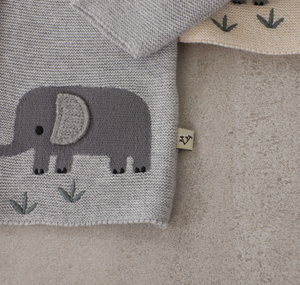 Organic Cotton Animal Safari Cardigan, Heather Grey