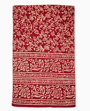 Load image into Gallery viewer, Red Vines Block Print Tablecloth, 70x120
