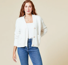 Load image into Gallery viewer, Marshmallow Fleece Cropped Cardigan, Almond
