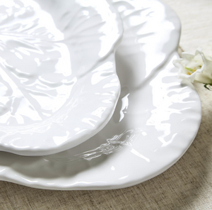 White Cabbage Melamine Serving Trays, 2 Sizes