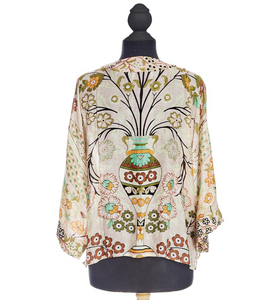 Floral Arch Print Short Kimono