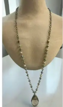 Load image into Gallery viewer, Beaded Long Crystal Teardrop Necklace
