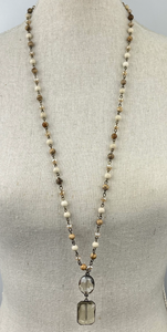 Beaded Crystal Necklace with Crystal Drop