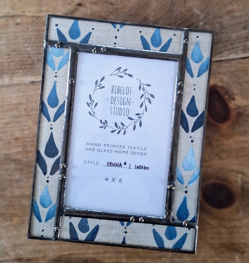 Hand Blocked Linen Indigo Frame (2 Sizes)