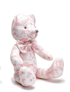 Toile Teddy Bear (Pink, Blue)