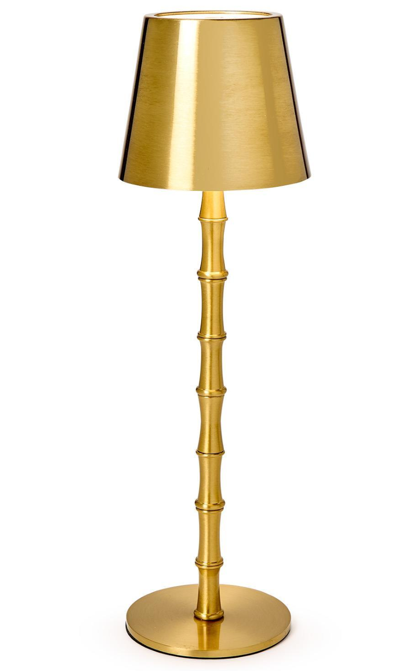 Cordless Bamboo Table Lamp,  Gold or White