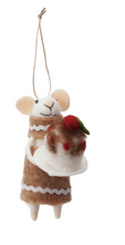 Load image into Gallery viewer, Wool Felt Mouse With Cake Ornament (2 Styles)
